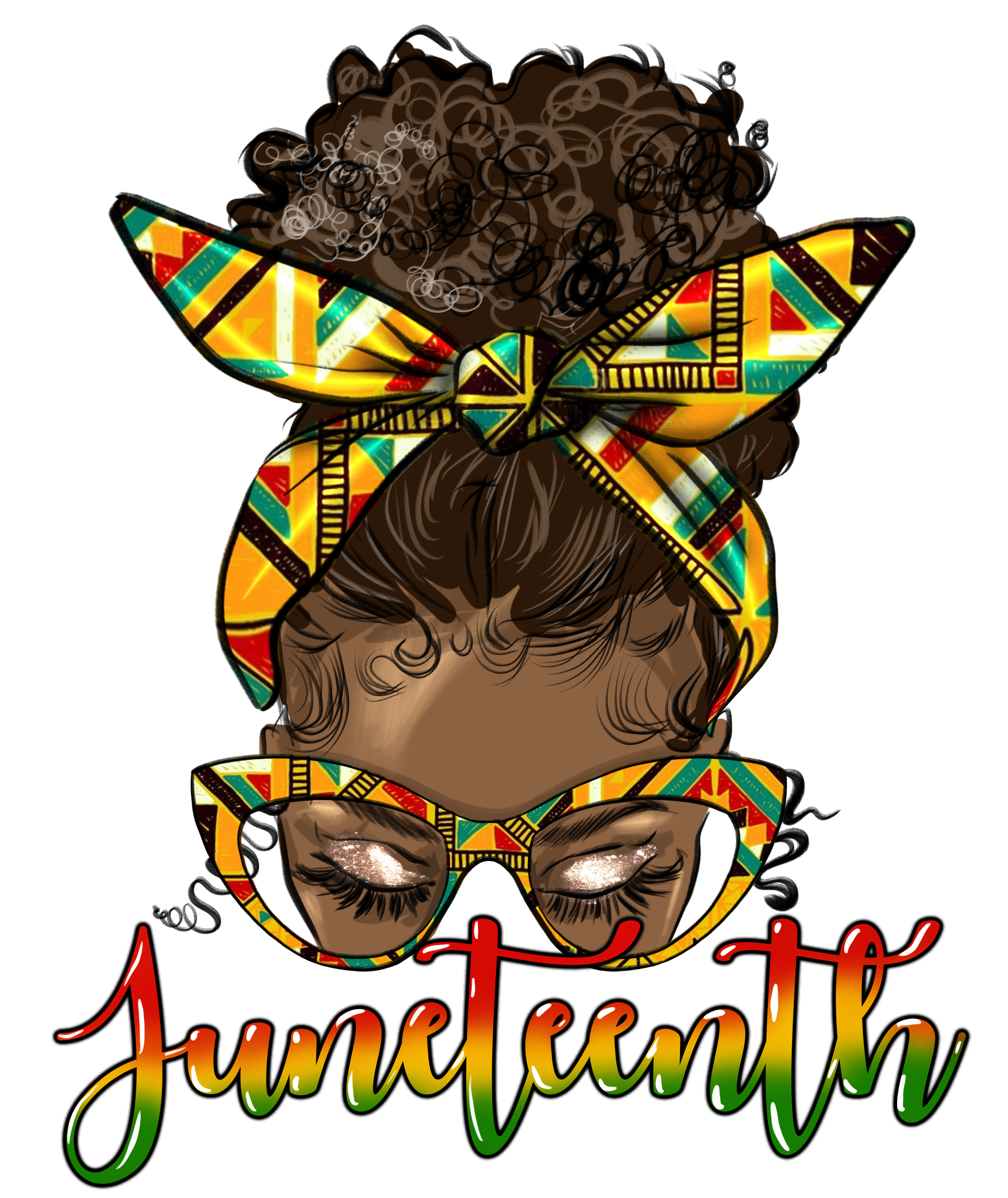 Juneteenth_Black_Woman_Messy_Bun