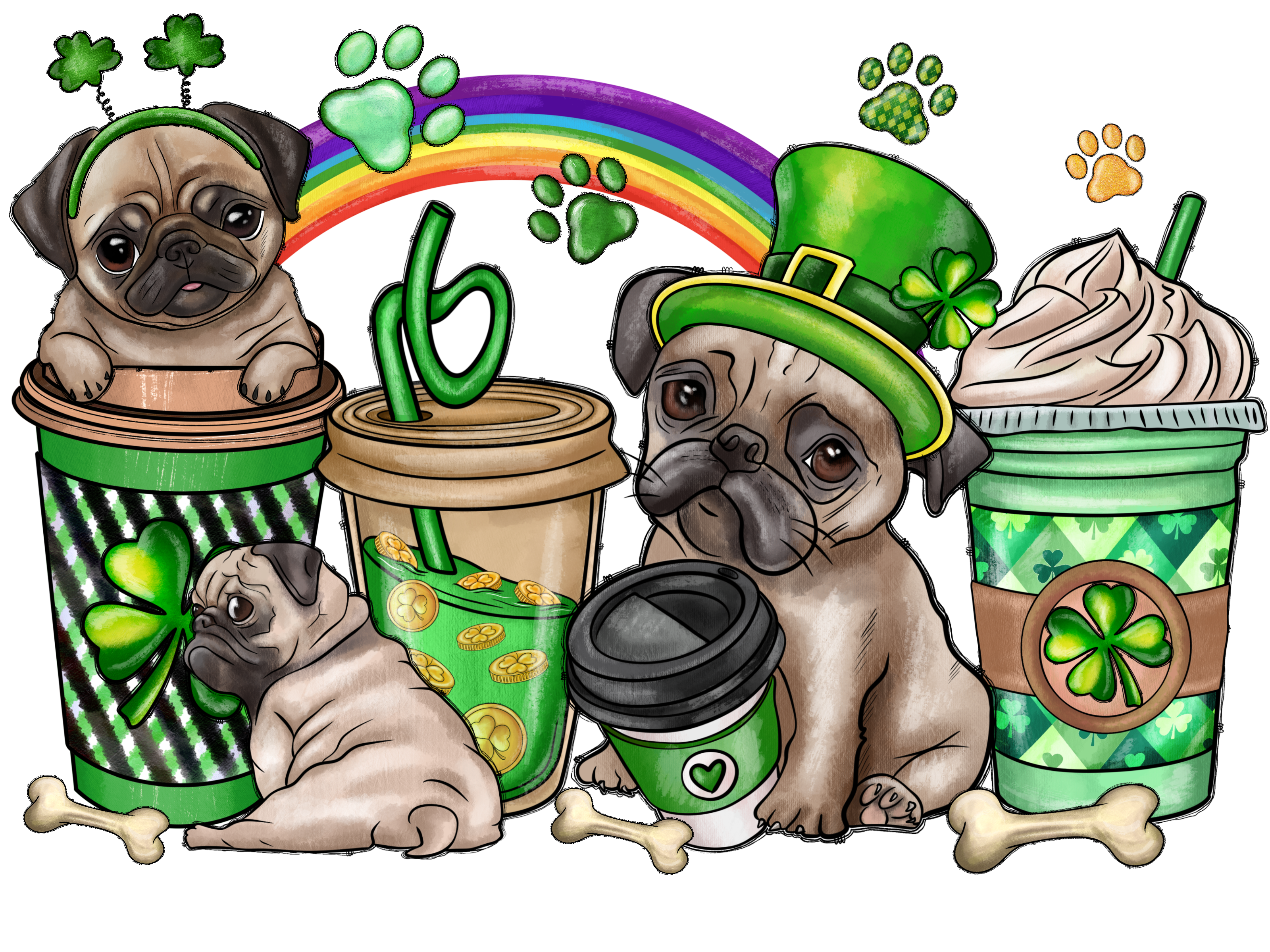 St.PatricksDayCoffeePug